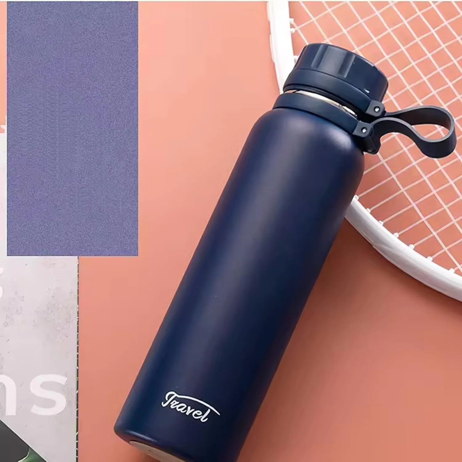Kuber Industries Pack of 3 Vacuum Insulated Water Bottle | Stainless Steel Water Bottle | Hot & Cold Water Bottle | Leakproof, BPA Free, Rustproof | 1100 ML | Navy Blue