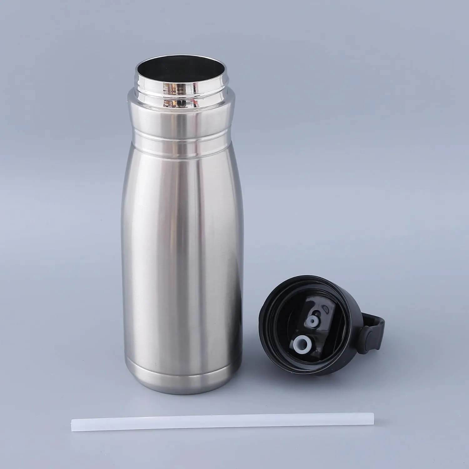 Kuber Industries Pack of 5 Vacuum Insulated Water Bottle | Stainless Steel Sipper Bottle with Handle | Hot & Cold Water Bottle | Leakproof, BPA Free, Rustproof | 780 ML | Steel