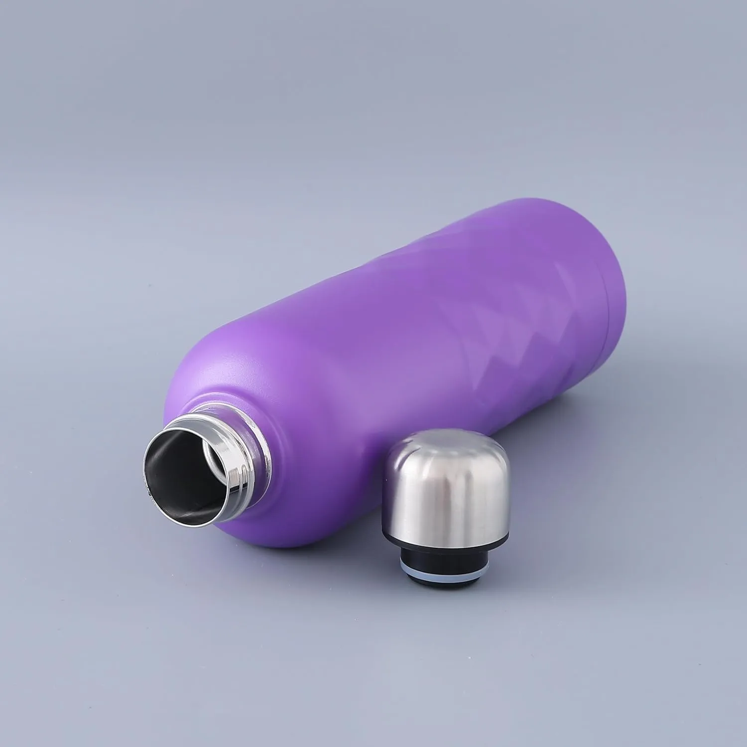 Kuber Industries Pack of 6 Vacuum Insulated Water Bottle | Stainless Steel Sipper Bottle with Handle | Hot & Cold Water Bottle | Leakproof, BPA Free, Rustproof | 750 ML | Purple