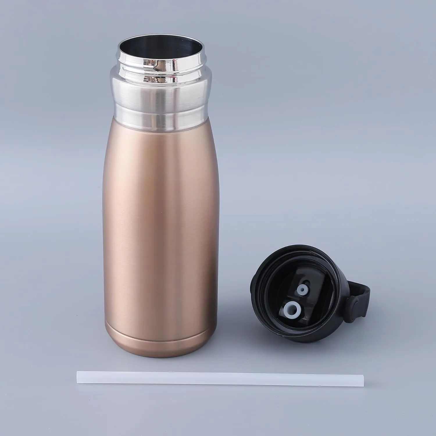 Kuber Industries Pack of 6 Vacuum Insulated Water Bottle | Stainless Steel Sipper Bottle with Handle | Hot & Cold Water Bottle | Leakproof, BPA Free, Rustproof | 780 ML | Gold