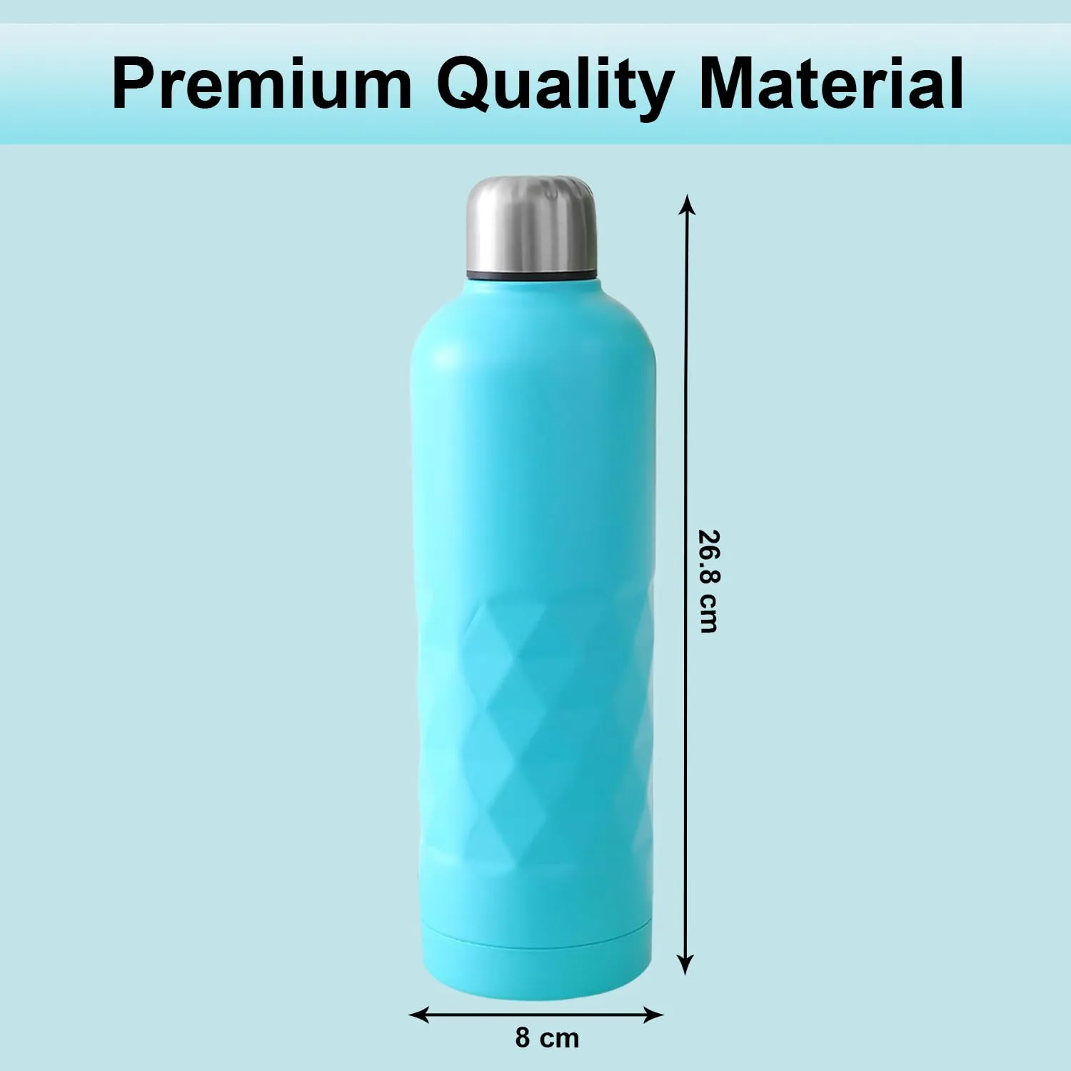 Kuber Industries Vacuum Insulated Water Bottle | Stainless Steel Water Bottle | Hot & Cold Water Bottle | Leakproof, BPA Free, Rustproof | 750 ML | Light Blue