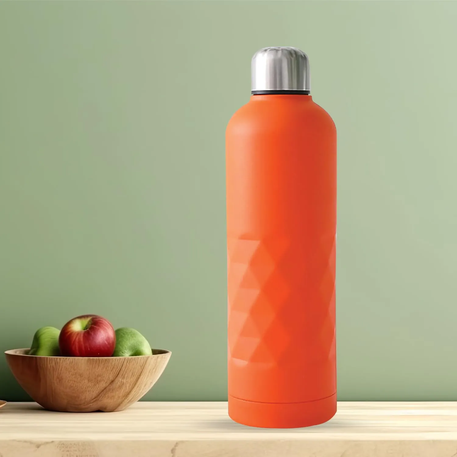 Kuber Industries Vacuum Insulated Water Bottle | Stainless Steel Water Bottle | Hot & Cold Water Bottle | Leakproof, BPA Free, Rustproof | 750 ML | Orange