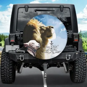 Lion And Lamb Spare Tire Cover - Jesus Christ Anchor Spare Wheel Cover - Christian Gift
