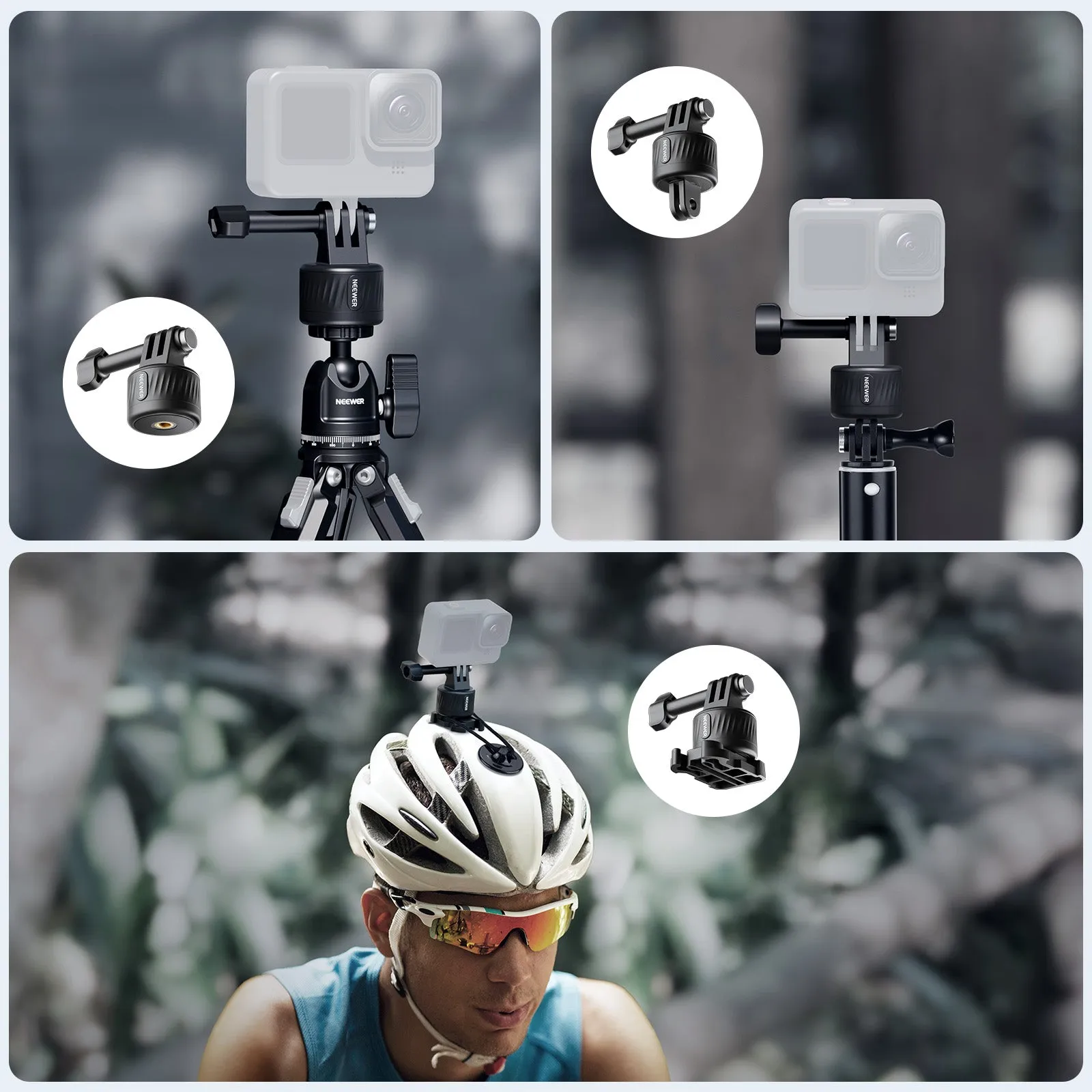 NEEWER GP-21 Magnetic Quick Release Tripod Mount Adapter Set For GoPro Hero