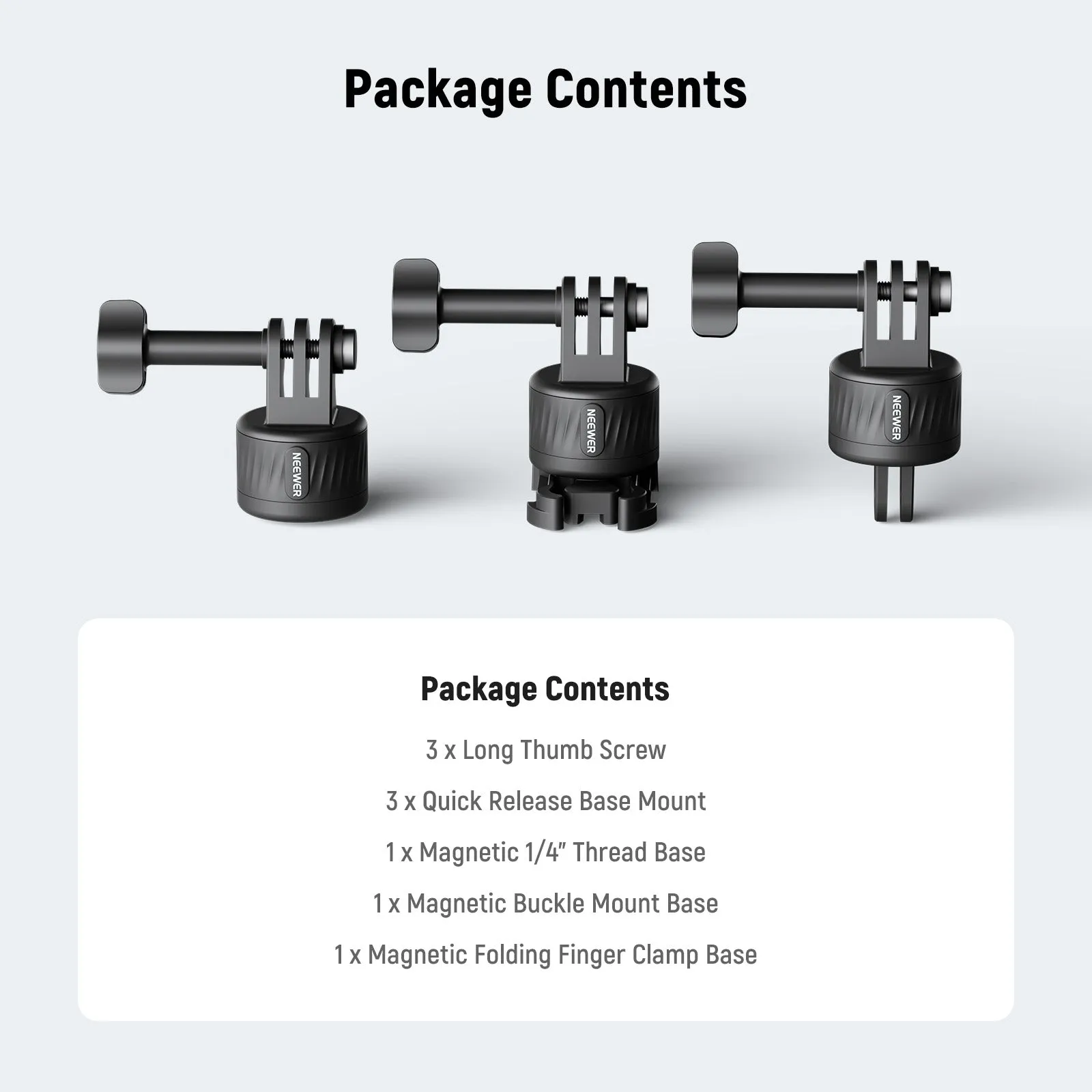 NEEWER GP-21 Magnetic Quick Release Tripod Mount Adapter Set For GoPro Hero