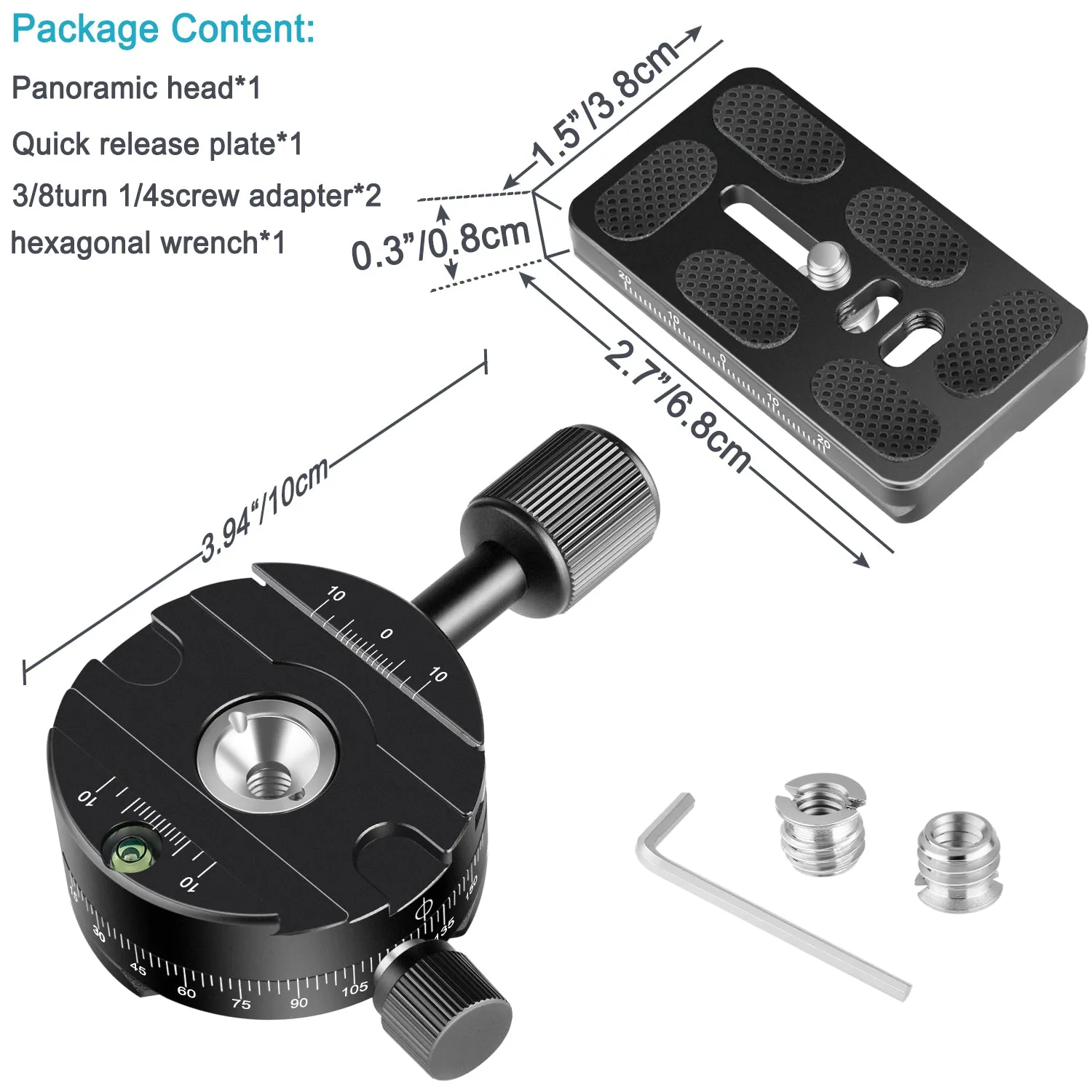 NEEWER Panoramic Tripod Head Bubble Level