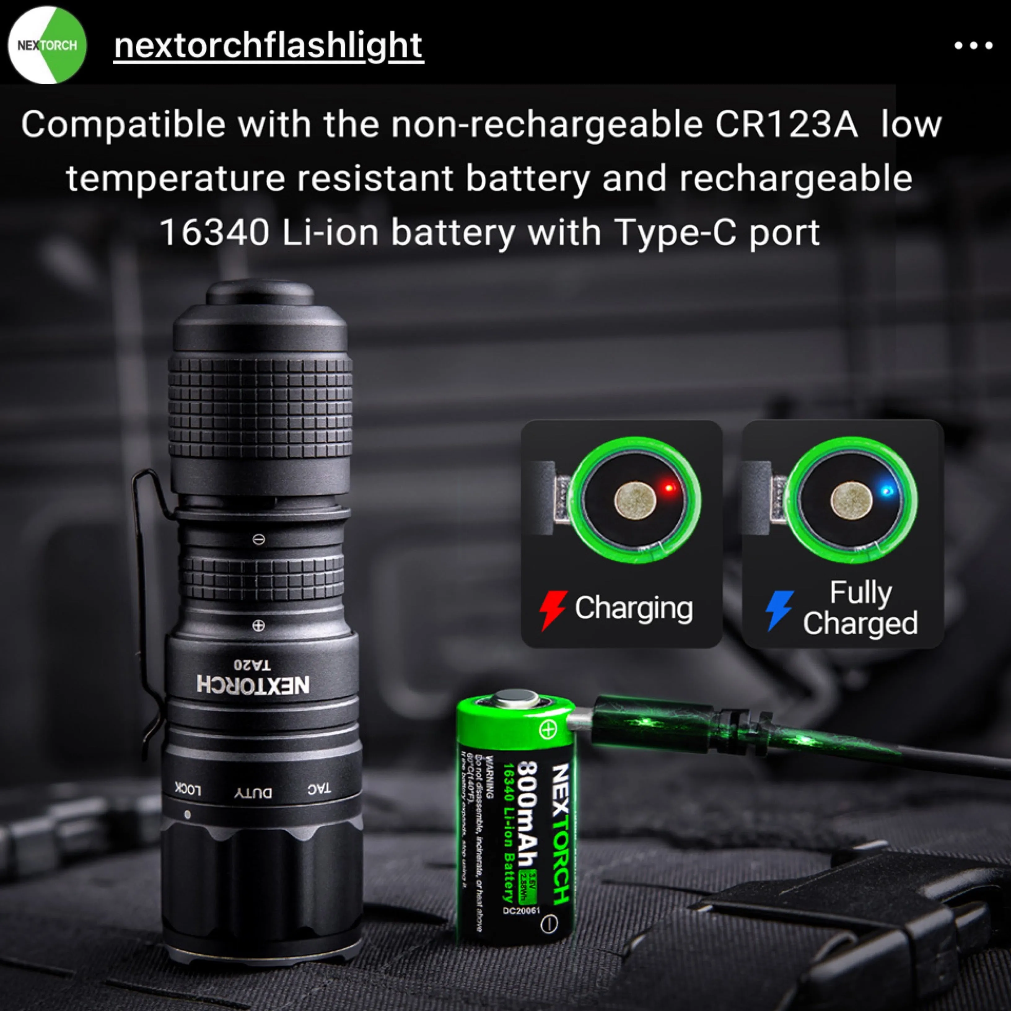 NEXTORCH TA20 Tri-Setting  Compact Tactical Flashlight 1000LMS 210M