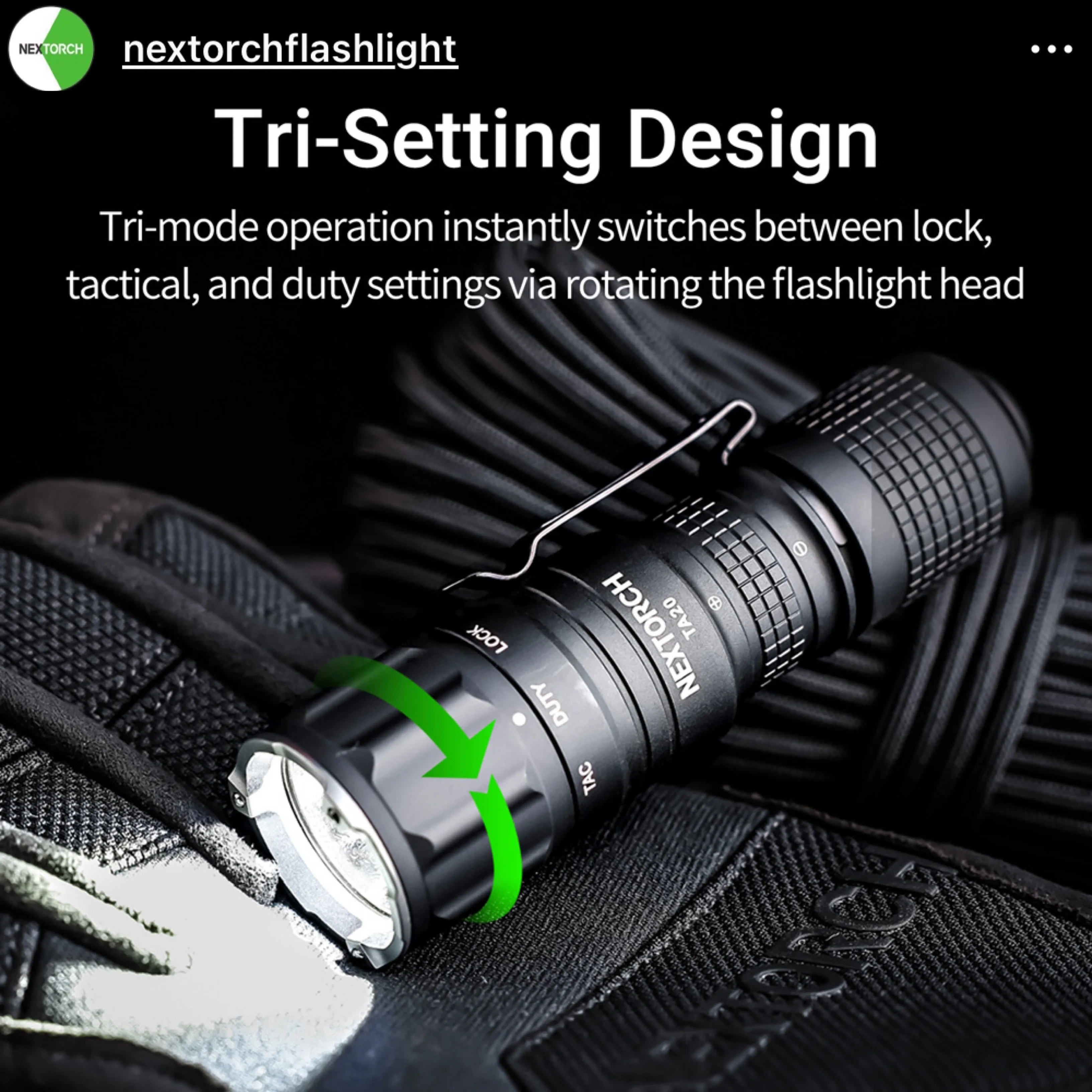 NEXTORCH TA20 Tri-Setting  Compact Tactical Flashlight 1000LMS 210M