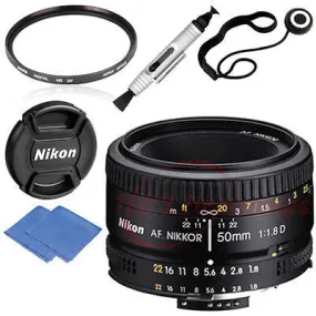 Nikon 50mm 1.8D AF Nikkor Lens for Nikon Digital SLR Camera   Lens Caps & MORE