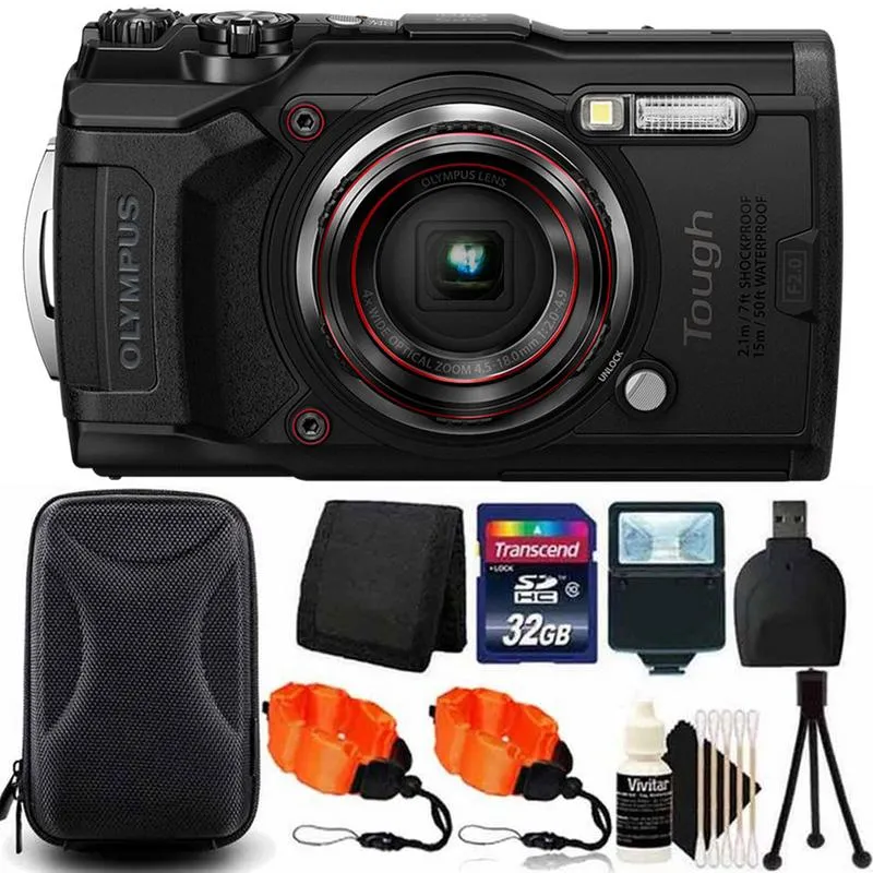 OLYMPUS Tough TG-6 12MP Waterproof W-Fi Digital Camera Black with 32GB Card   Accessory Kit