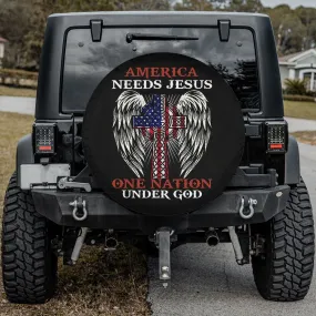 One Nation Under God Spare Tire Cover America Needs Jesus Tire Cover