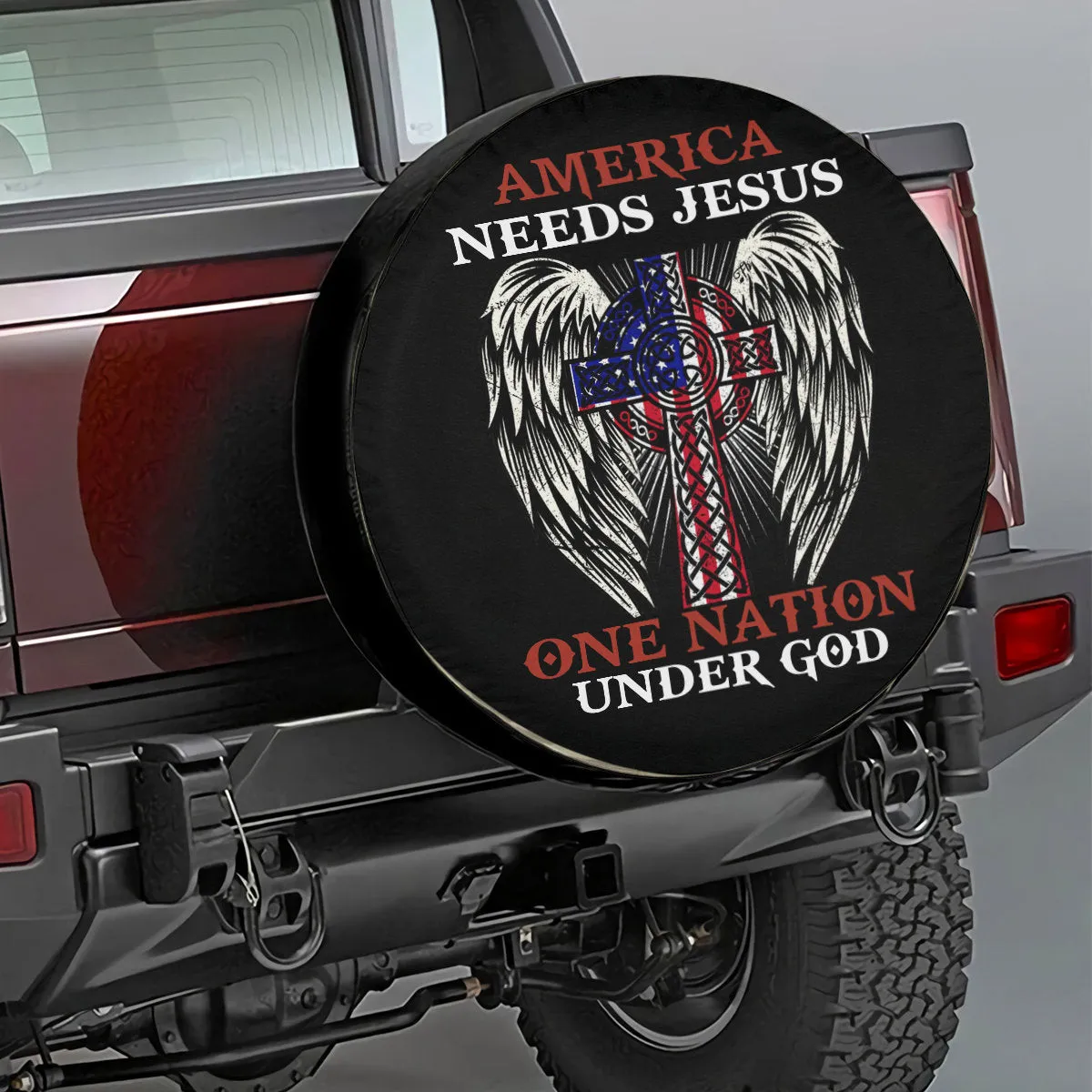 One Nation Under God Spare Tire Cover America Needs Jesus Tire Cover