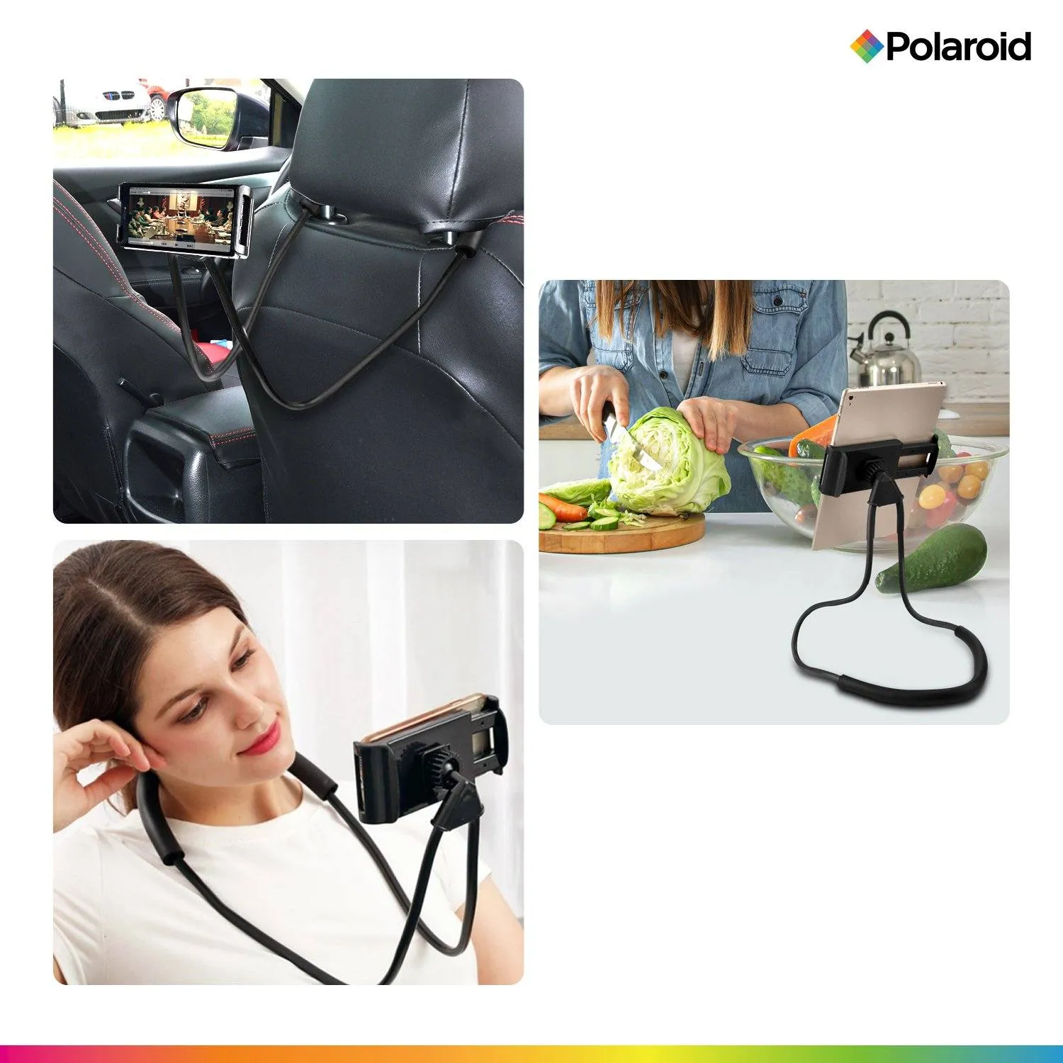 Polaroid FlexiblNeck Phone Holder, Gooseneck Hands Free Smartphone Mount - Adjustable Selfie Stick