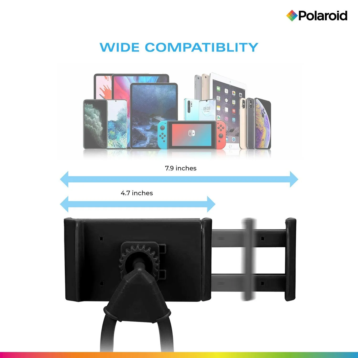 Polaroid FlexiblNeck Phone Holder, Gooseneck Hands Free Smartphone Mount - Adjustable Selfie Stick