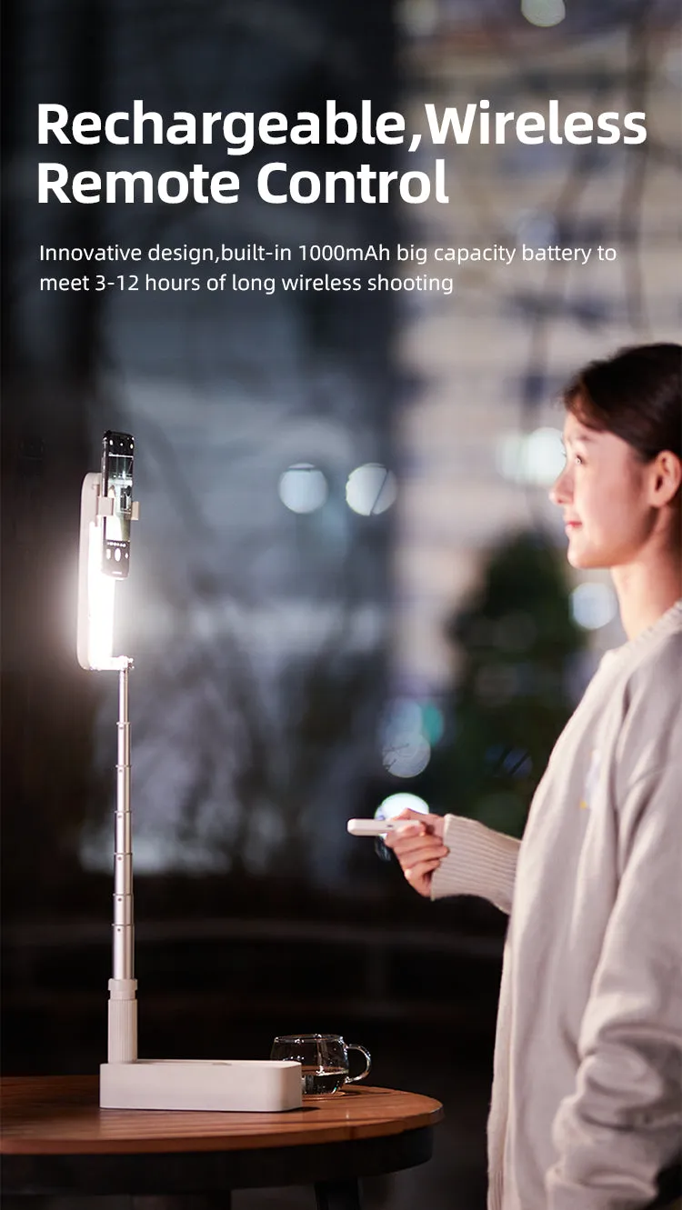 Portable Selfie Retractable LED Light Phone Holder With Remote Control - Premium Model