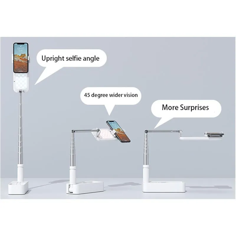 Portable Selfie Retractable LED Light Phone Holder With Remote Control - Premium Model