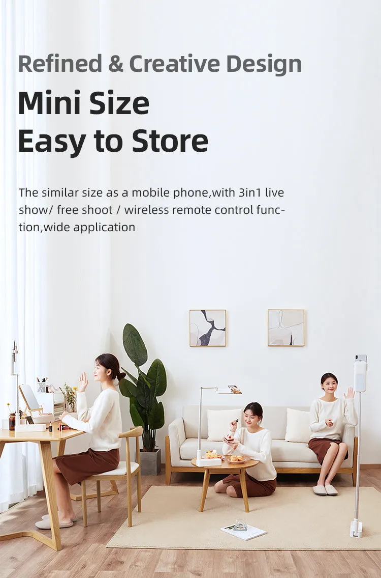 Portable Selfie Retractable LED Light Phone Holder With Remote Control - Premium Model