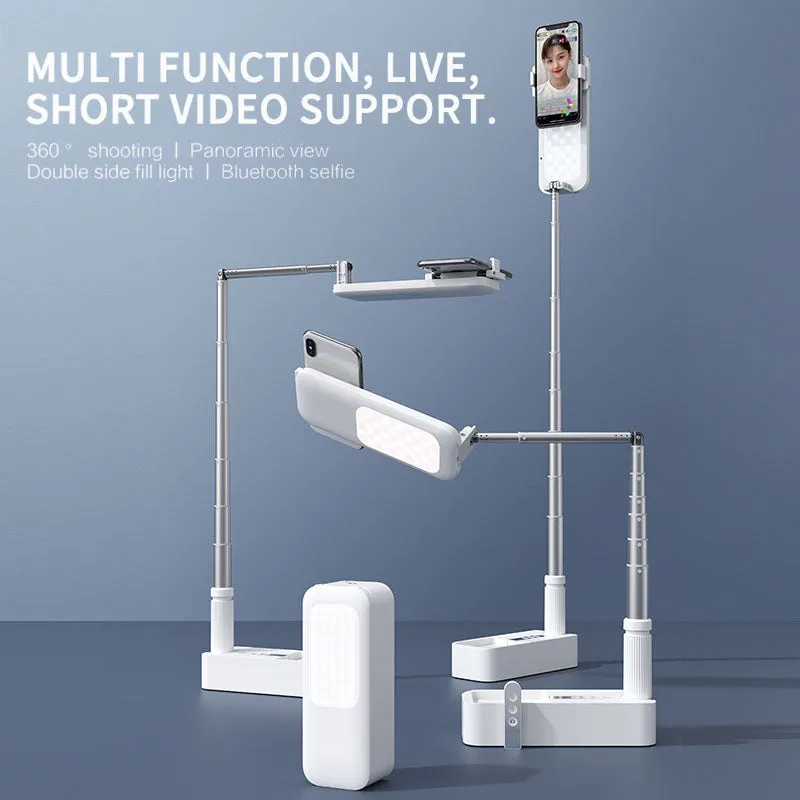 Portable Selfie Retractable LED Light Phone Holder With Remote Control - Premium Model