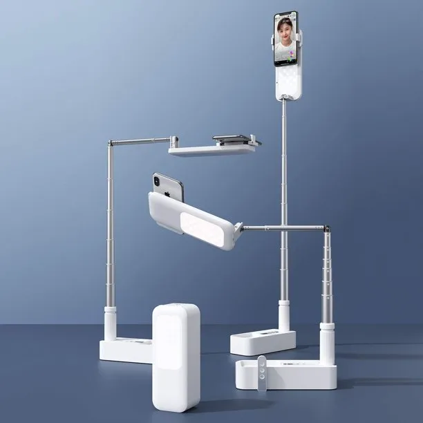 Portable Selfie Retractable LED Light Phone Holder With Remote Control - Premium Model