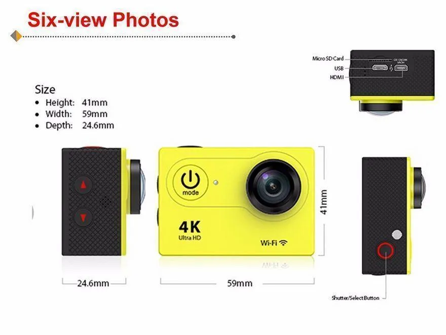 Pro Sports Camera EKEN H9R Ultra HD 4K WiFi HDMI 1080P 2.0 LCD 170D waterproof