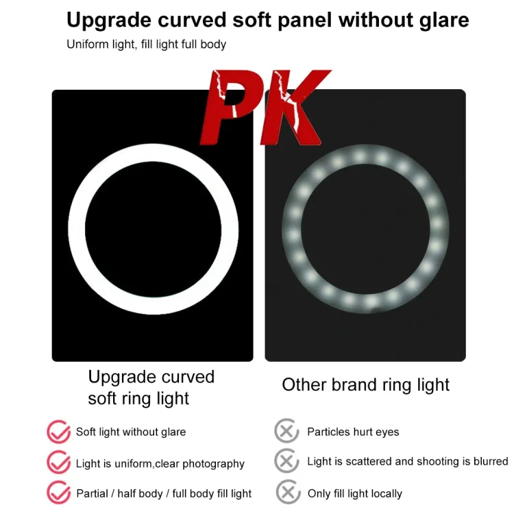 PULUZ 10.2 inch 26cm Light   1.1m Tripod Mount   Dual Phone Brackets USB 3 Modes Dimmable Dual Color Temperature LED Curved Diffuse Light Ring Vlogging Selfie Photography Video Lights with Phone Clamp & Selfie Remote Control