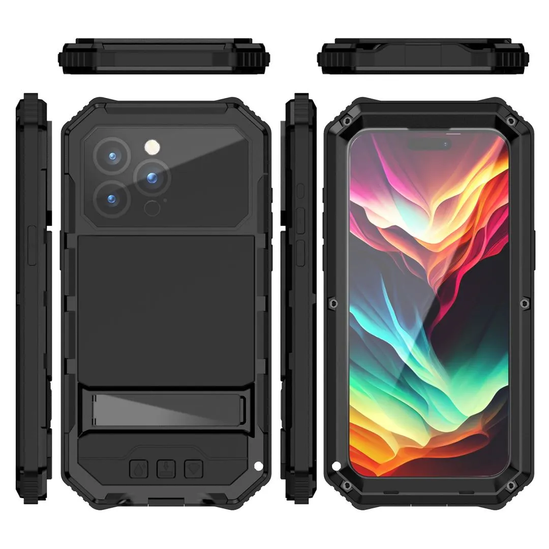 R-Just King Kong Kickstand Lens Protector IP54 Metal Outdoor Military Heavy Duty Case Cover