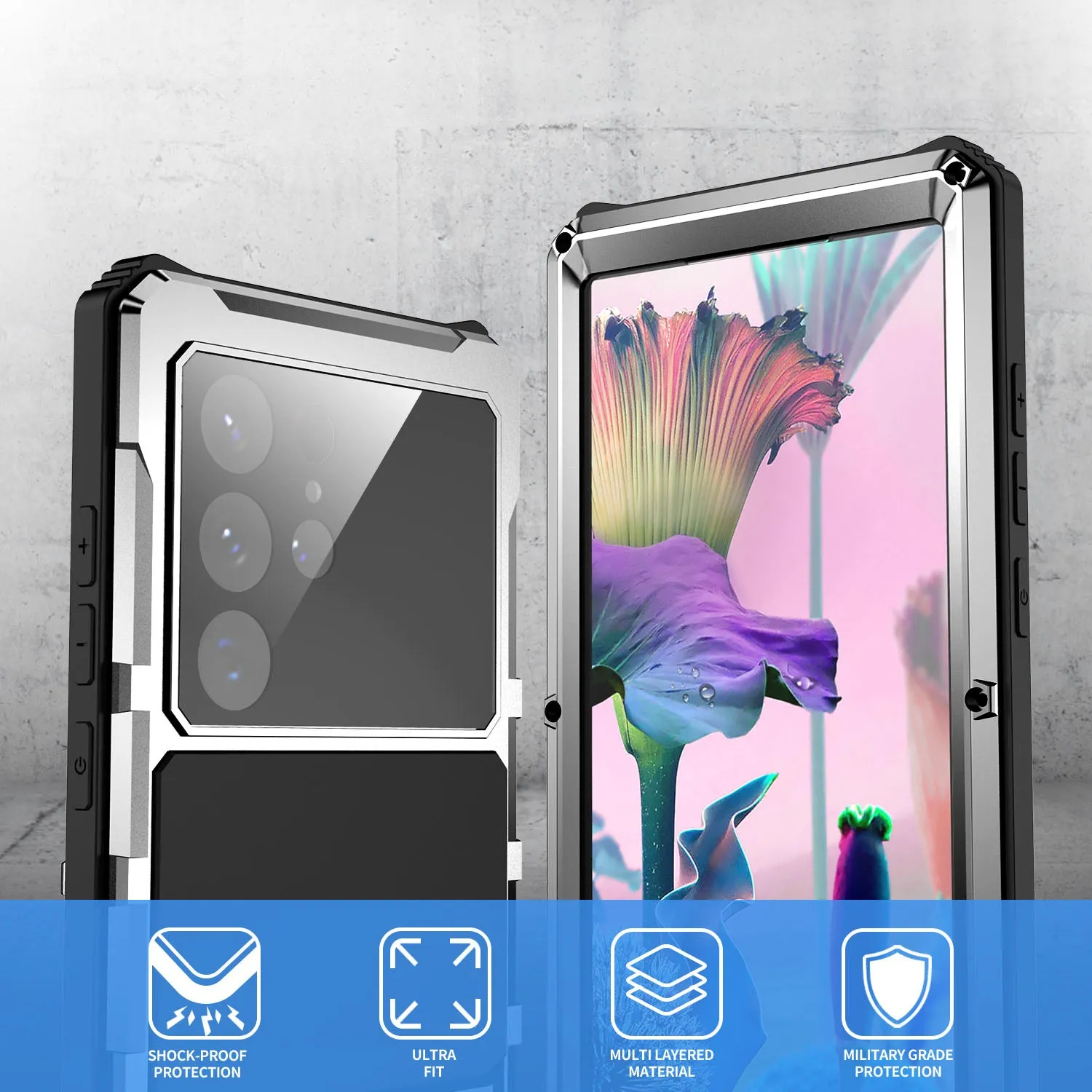 R-Just King Kong Kickstand Lens Protector IP54 Metal Outdoor Military Heavy Duty Case Cover
