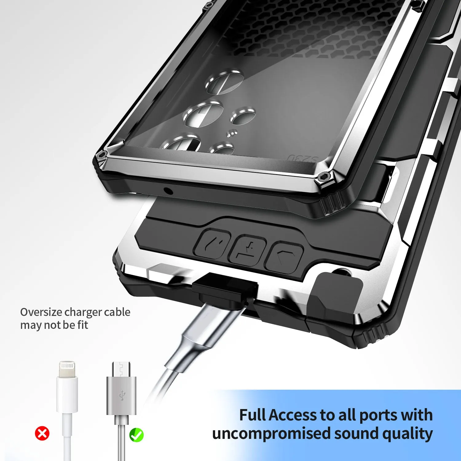 R-Just King Kong Kickstand Lens Protector IP54 Metal Outdoor Military Heavy Duty Case Cover