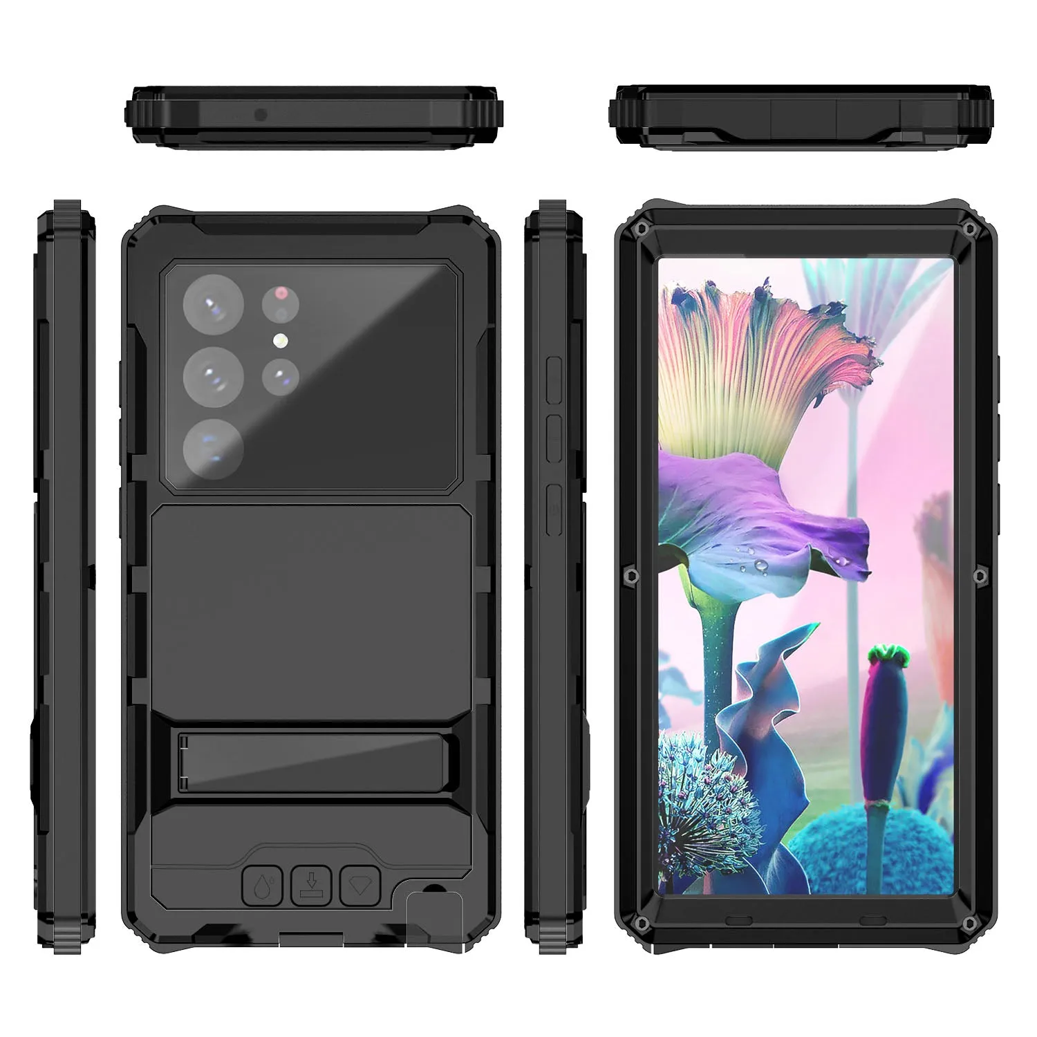 R-Just King Kong Kickstand Lens Protector IP54 Metal Outdoor Military Heavy Duty Case Cover
