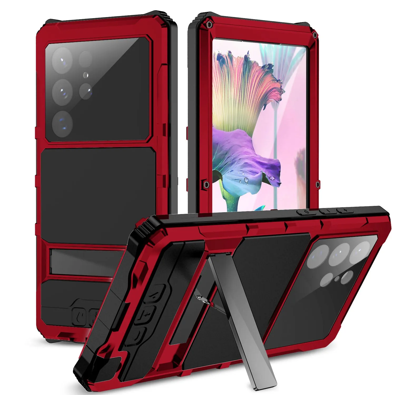 R-Just King Kong Kickstand Lens Protector IP54 Metal Outdoor Military Heavy Duty Case Cover