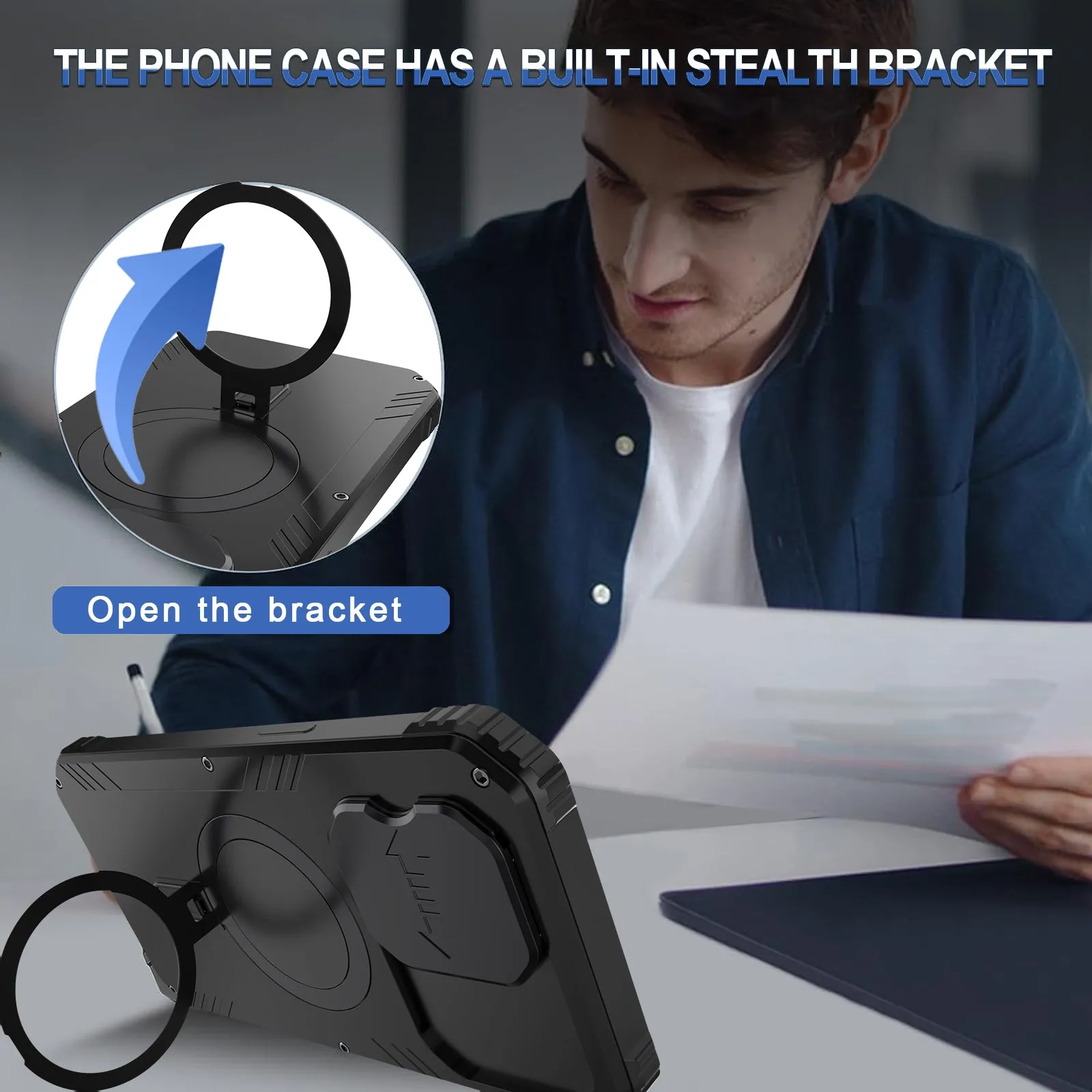 R-Just MagSafe Lens Protector Kickstand Military Heavy Duty Metal Case