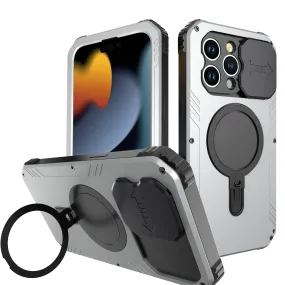 R-Just MagSafe Lens Protector Kickstand Military Heavy Duty Metal Case