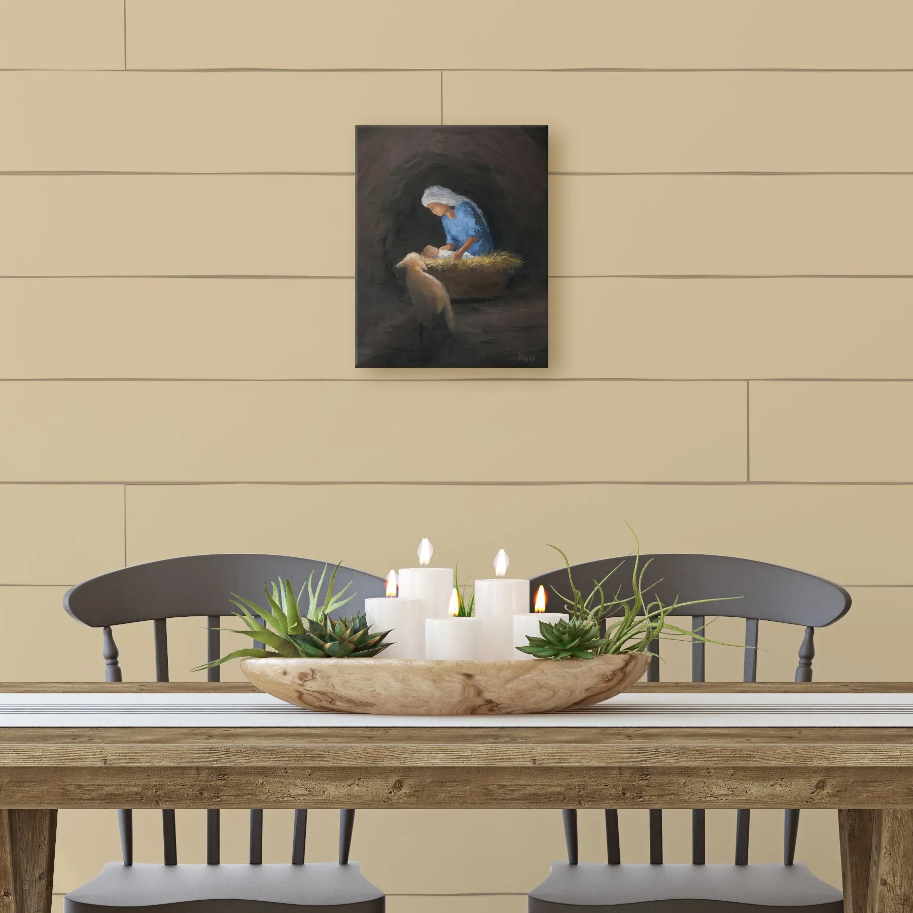 Rejoice! Fine Art Canvas Print: Entering the Manger