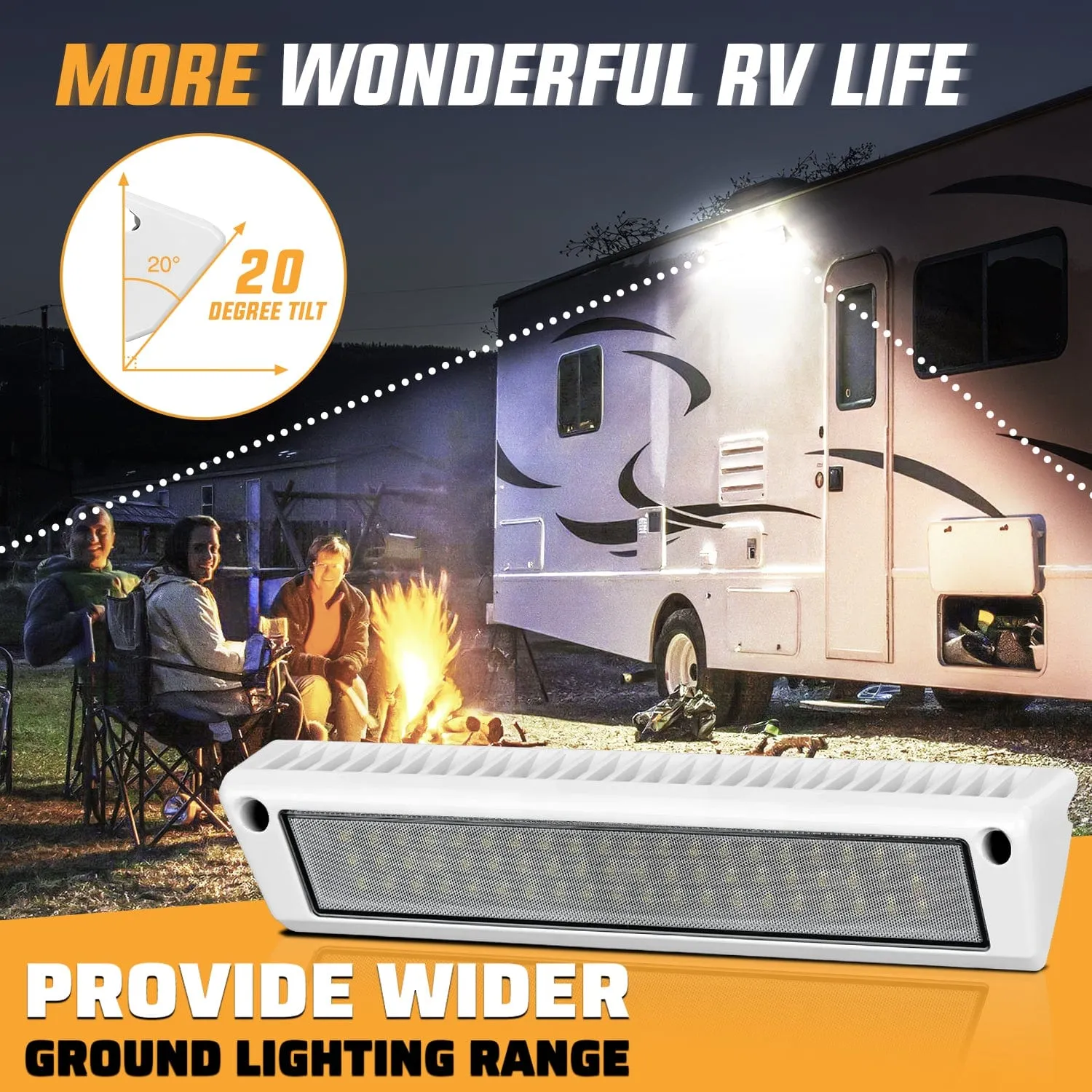 RV Exterior Light 13 Inch White Beam Porch Lights White Aluminum