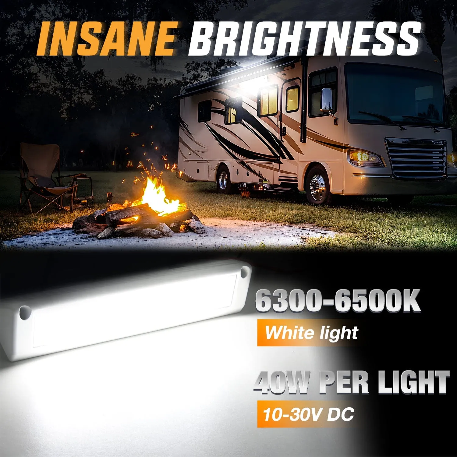 RV Exterior Light 13 Inch White Beam Porch Lights White Aluminum