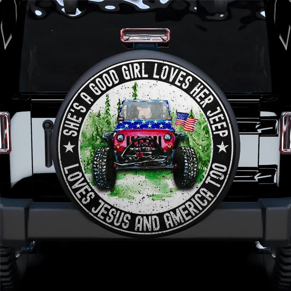 She Love Her Love Jesus Car Spare Tire Cover - Gift For Campers