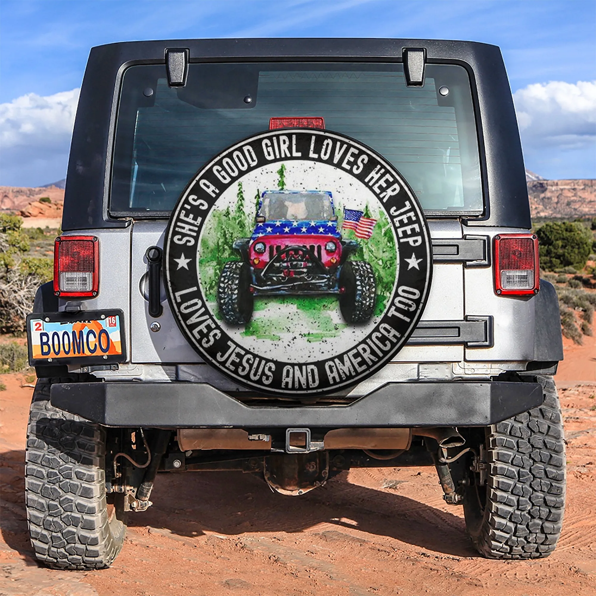 She Love Her Love Jesus Car Spare Tire Cover - Gift For Campers