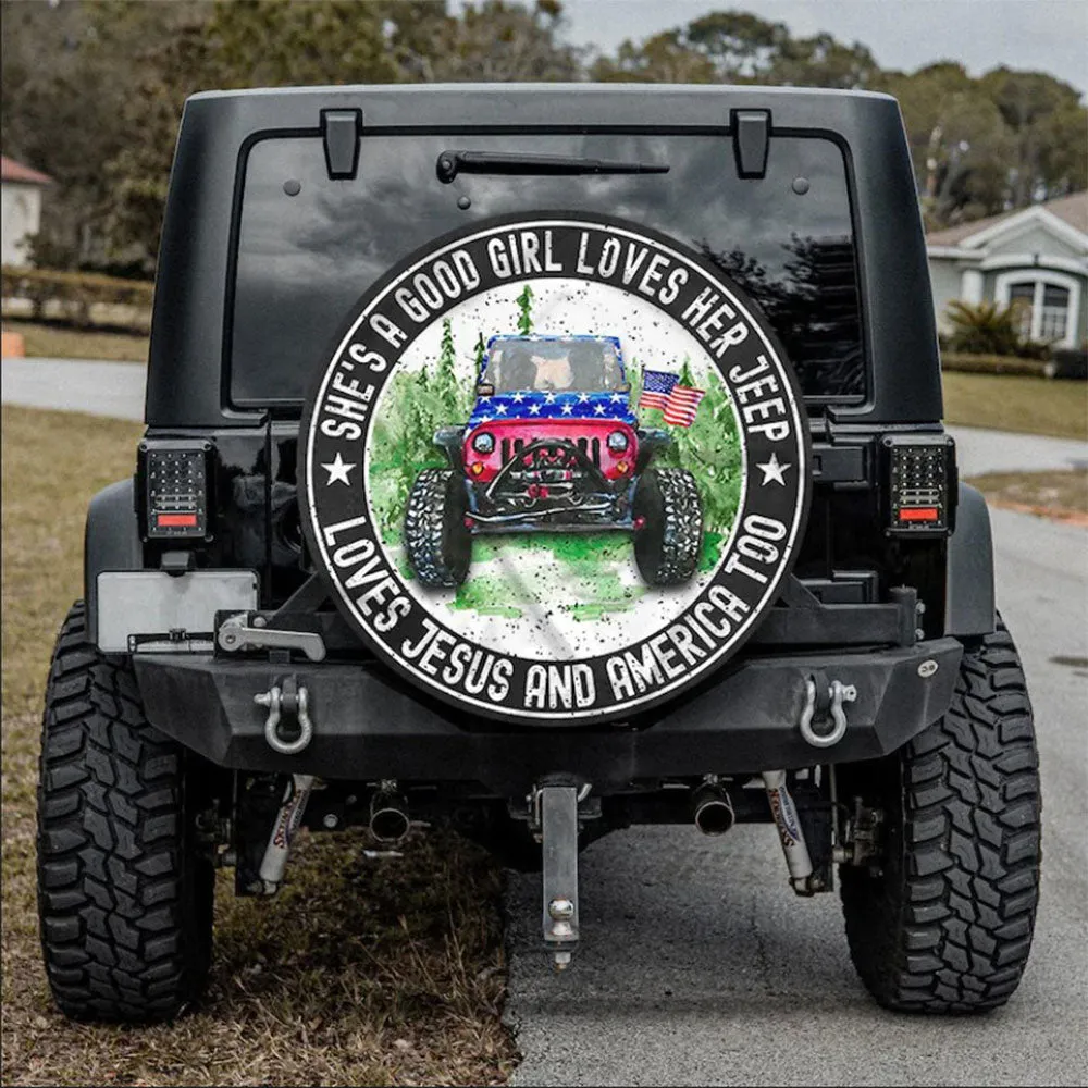She Love Her Love Jesus Car Spare Tire Cover - Gift For Campers