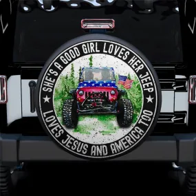 She Love Her Love Jesus Car Spare Tire Cover - Gift For Campers