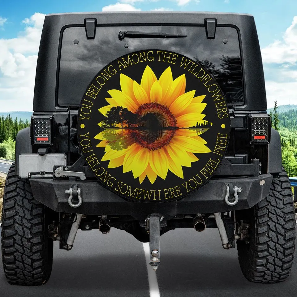 Sunflower Artwork Tire Cover - Wildflowers Tire Cover - Sunflower Tire Cover