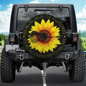 Sunflower Artwork Tire Cover - Wildflowers Tire Cover - Sunflower Tire Cover