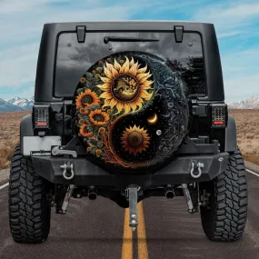Sunflower Yin Yang Spare Tire Cover - Bible Verse Tire Cover