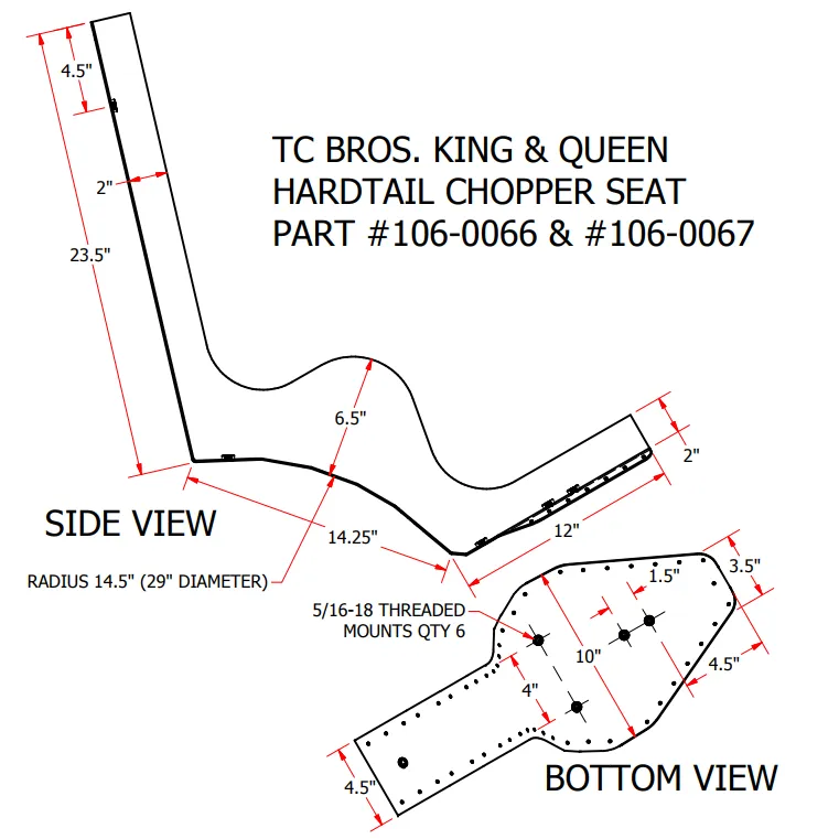 TC Bros. King & Queen Hardtail Seat Black Diamond