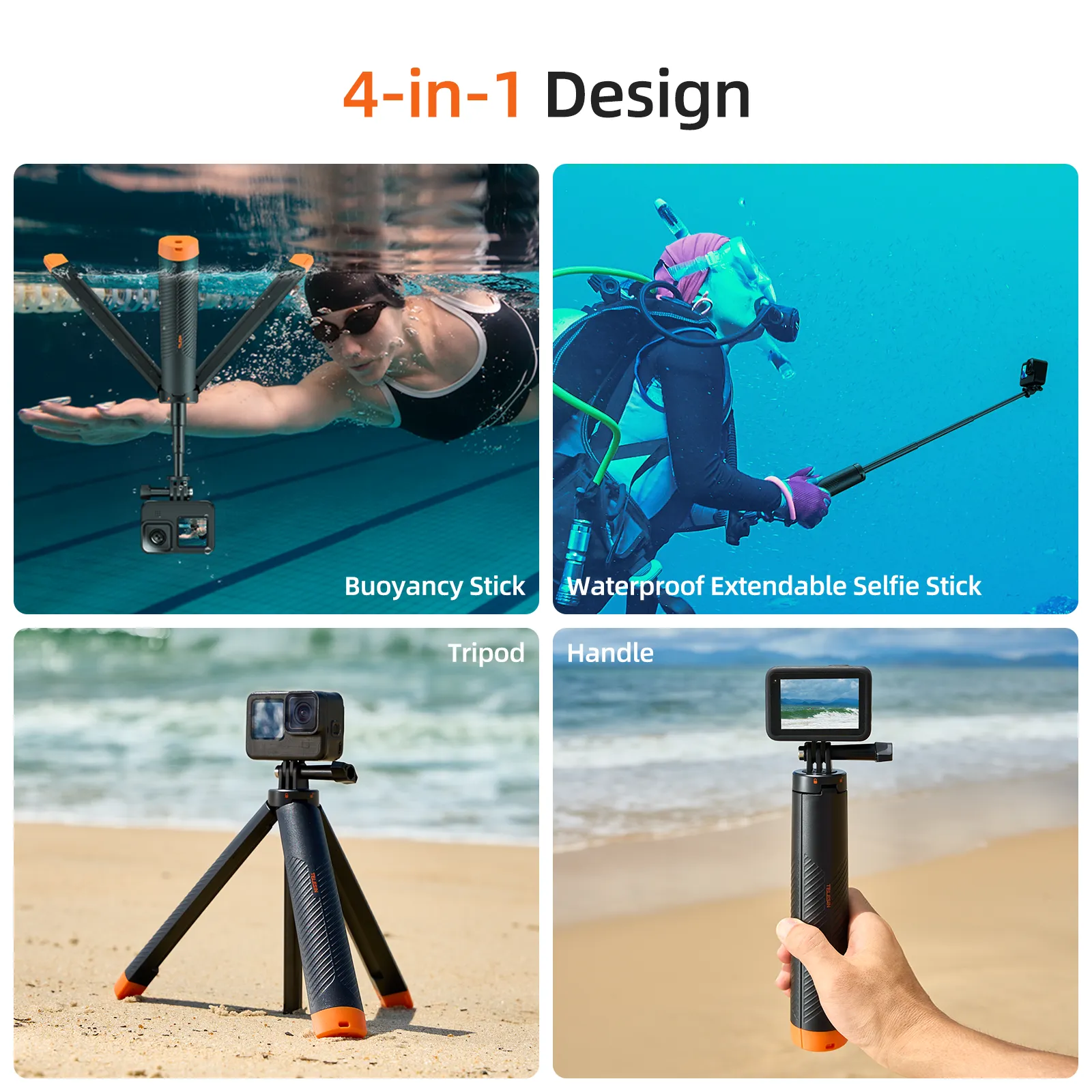 TELESIN Floating Tripod Selfie Stick