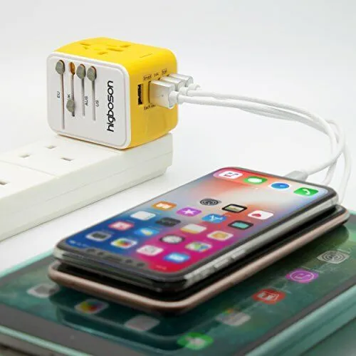 Universal Travel Adapter, High Speed Charging Ports Worldwide AC Wall Outlet.