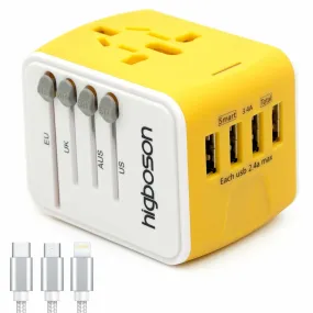 Universal Travel Adapter, High Speed Charging Ports Worldwide AC Wall Outlet.