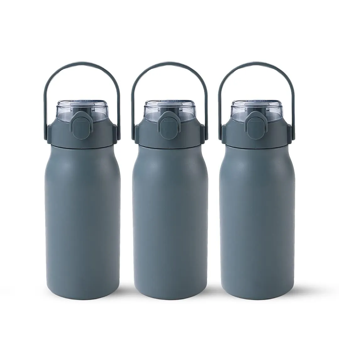 Urbane Home Water Bottle | Vacuum Insulated Travel Bottle | Hot & Cold Water Bottle | Sipper Lid & Handle Water Bottle | 1000 ML | Pack of 3 | HH-22111B | Blue