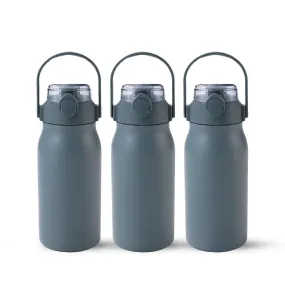 Urbane Home Water Bottle | Vacuum Insulated Travel Bottle | Hot & Cold Water Bottle | Sipper Lid & Handle Water Bottle | 1000 ML | Pack of 3 | HH-22111B | Blue