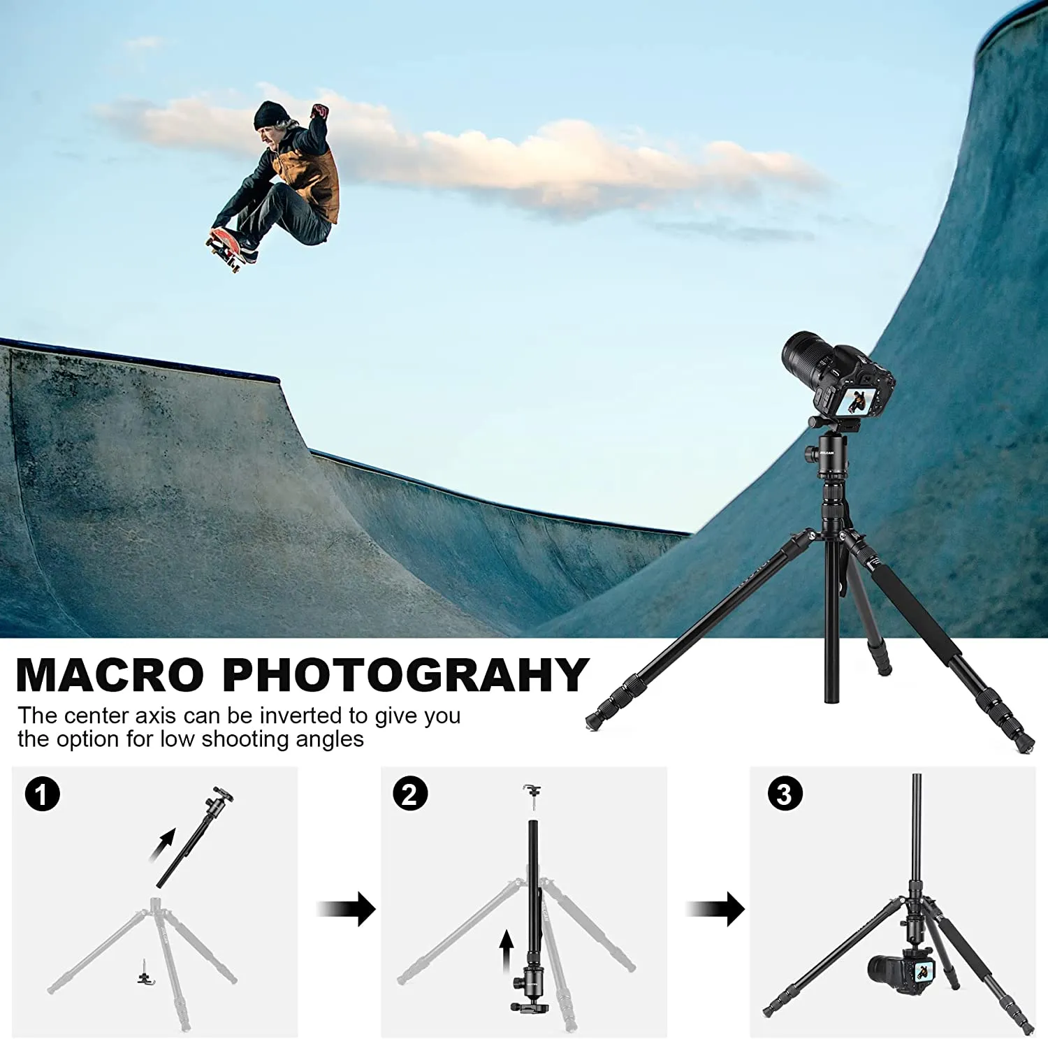 Victiv 80 inch Tripod for Camera, Aluminum Tripod for DSLR,Monopod, Lightweight Tripod with 360 Degree Ball Head Stable for Travel and Work 18.5"-80",24lb Load (Black)(USA)