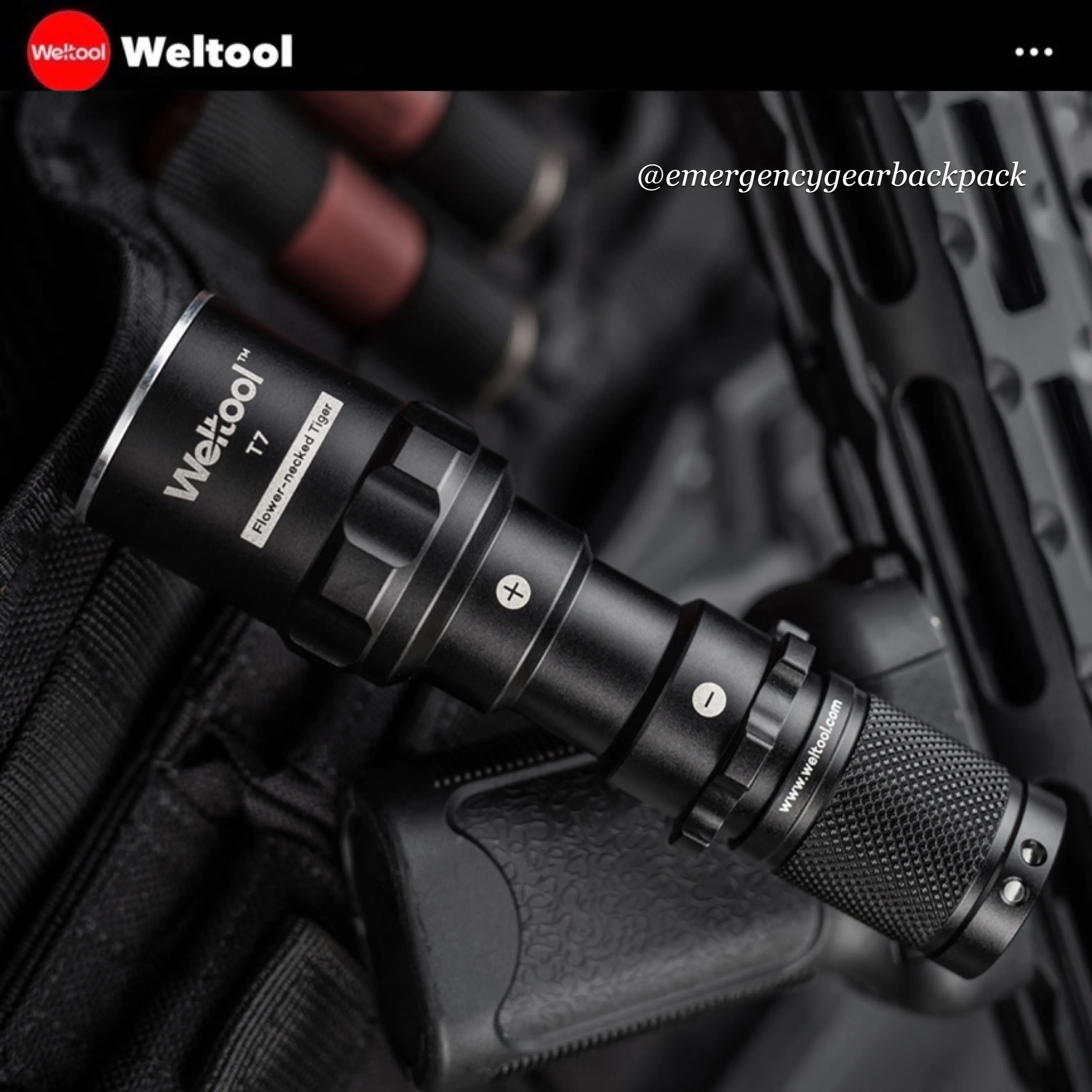 Weltool T7 Compact Tactical Flashlight 296 Lumens 201M